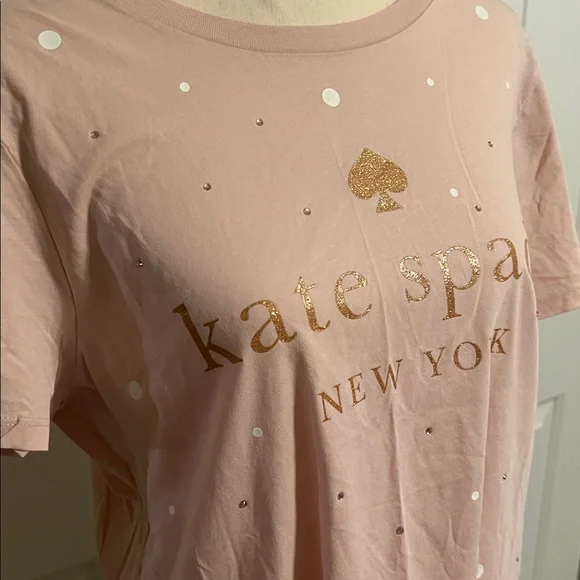 NWT, KATE SPADE ROSE SMOKE EMBELLISHED TEE SHIRT SIZE XL - Picture 4 of 8